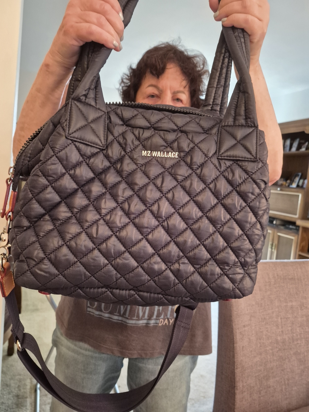 MZ Wallace Quilted Navy Blue Small Metro Tote